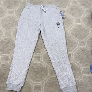 Gray Jogger Sweatpants with Embroidered Design